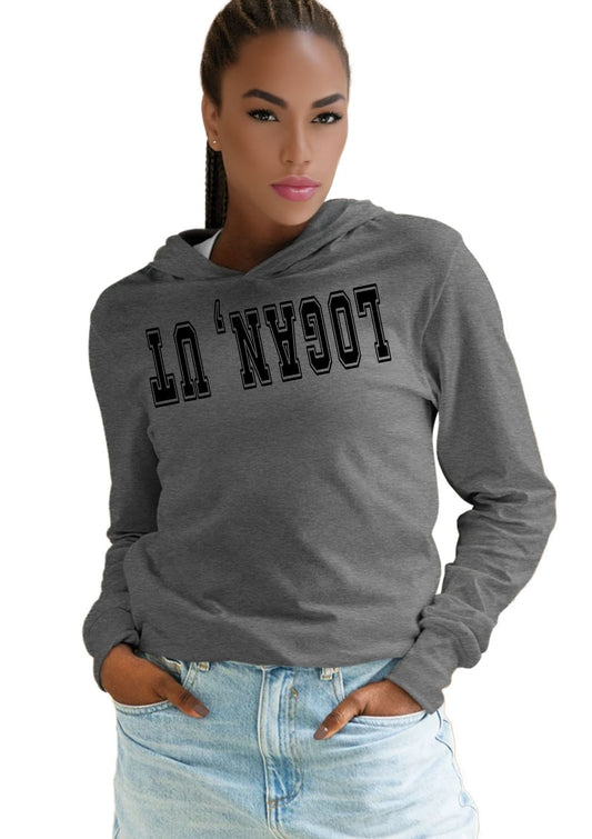 Logan, UT FlipSide T-Shirt Hoodie – Study Break Style with Mountain Chill