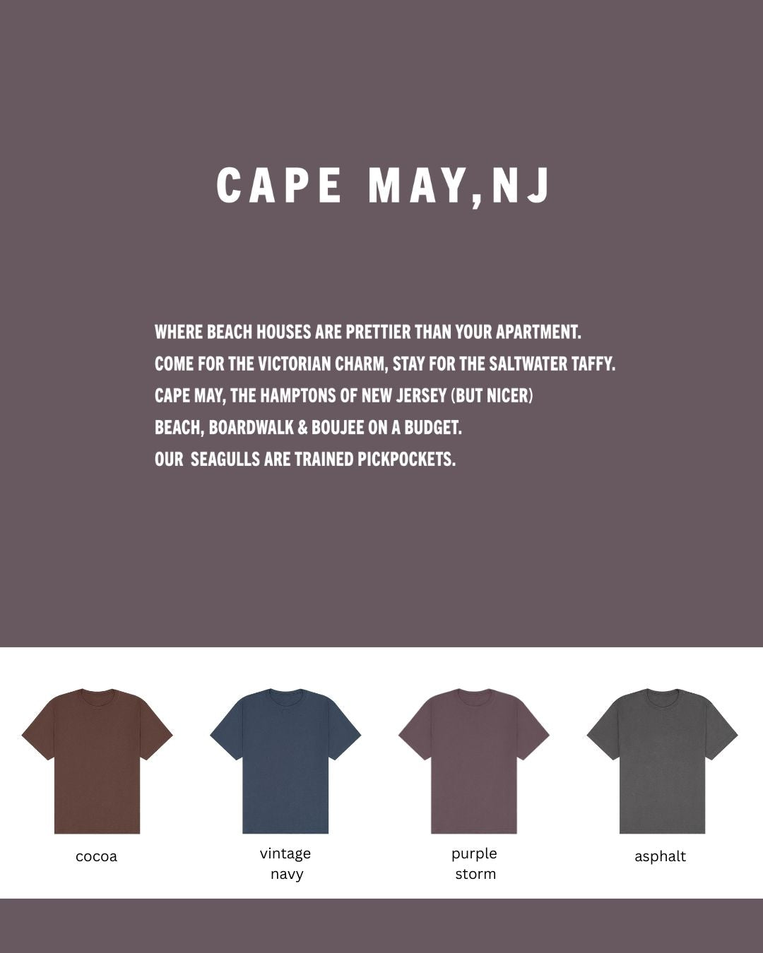 Cape May, NJ Oversized Heavyweight Tee – Boujee Boardwalk Energy