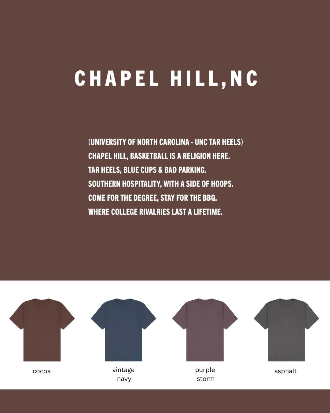 Chapel Hill, NC – reppin’ tar heel energy where rivalries run deep, and the BBQ’s worth a degree 🏀
