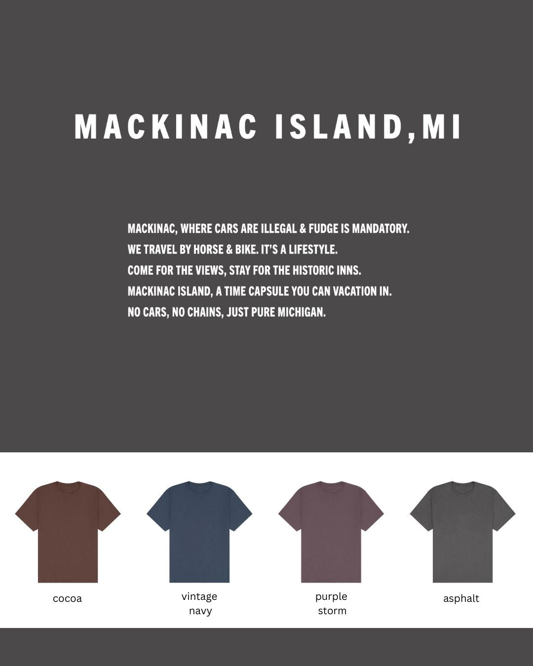 Mackinac Island Oversized Heavyweight T-Shirt – No Cars, Just Vibes Tee