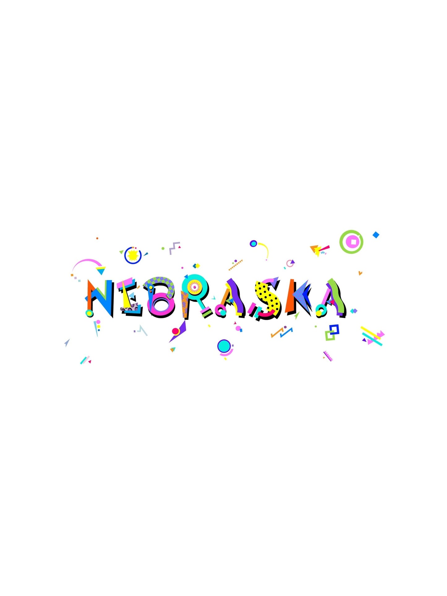 Nebraska in a Memphis Style Font Souvenir T-Shirt