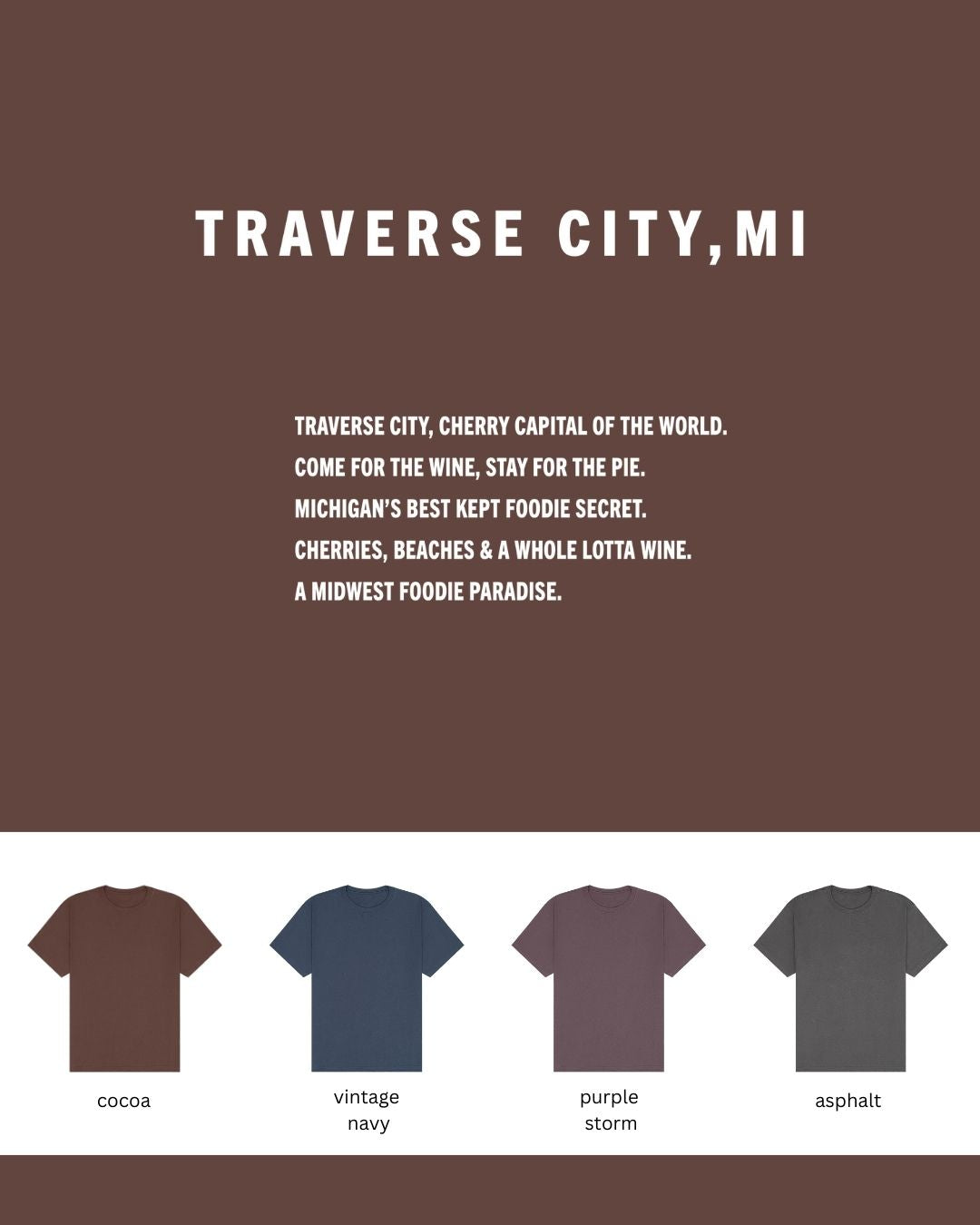 Traverse City, MI Oversized Heavyweight T-Shirt – Cherries, Beaches & Bliss