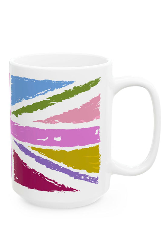 Mug with a colorful Union Jack design on a white background - right