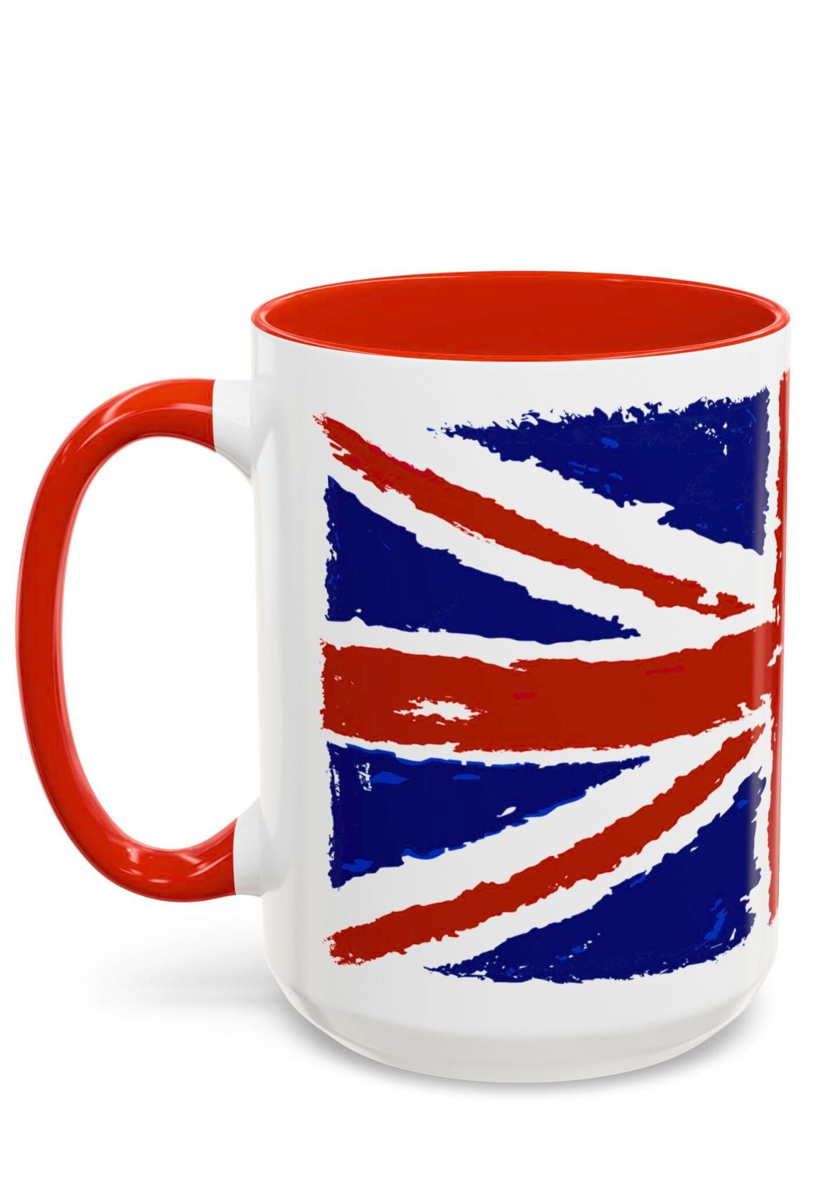 Mug with Union Jack design on a white background - left view