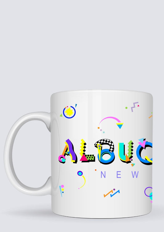 albuquerque white ceramic mug in POPtype design
