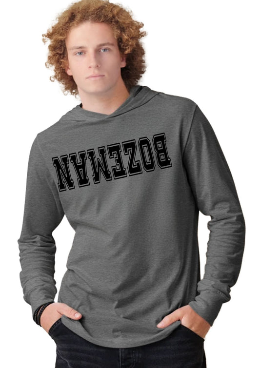 man wearing a bozeman-flipside-hoodie-tee