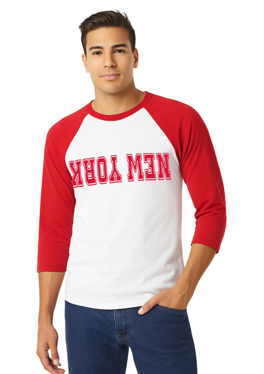 New York FlipSide Baseball T-Shirt – Red & White