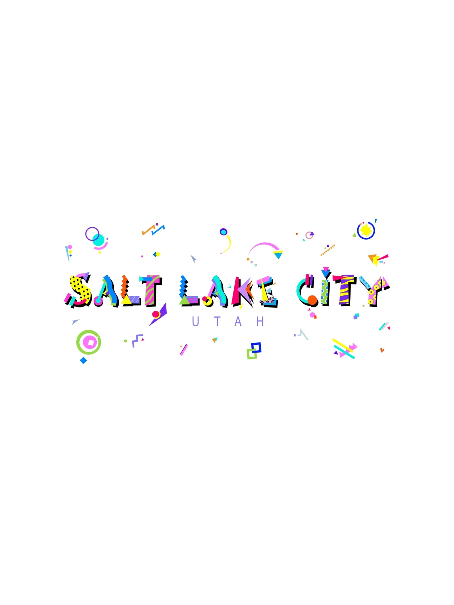 Salt Lake City memphis art style font t-shirt