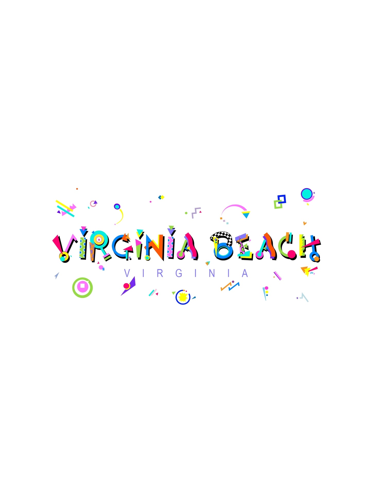 virginia beach bright color graphics in the fun POPtype style font