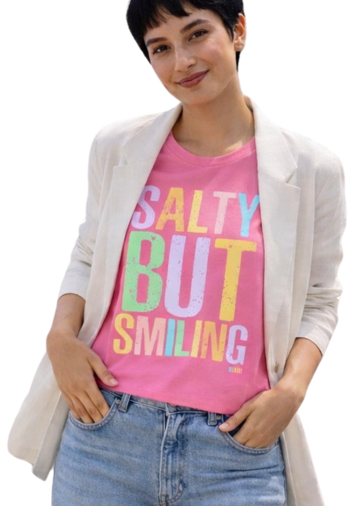 Miami “Salty But Smiling” T-Shirt – Sunset Pink