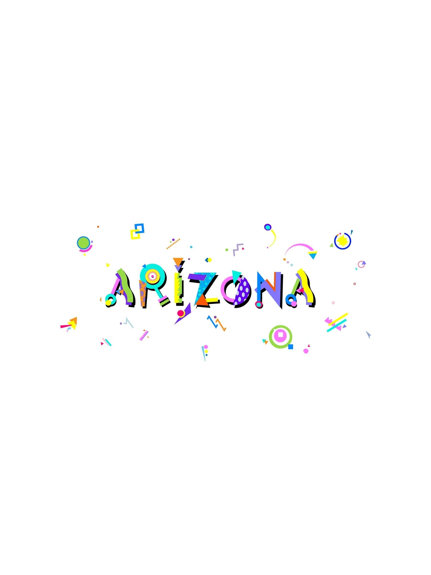 Arizona POPtype T-Shirt – Retro Memphis Style Desert Souvenir 🌵