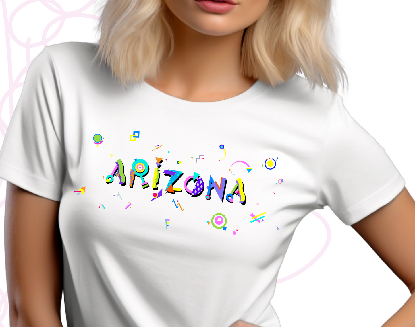 Arizona POPtype T-Shirt – Retro Memphis Style Desert Souvenir 🌵