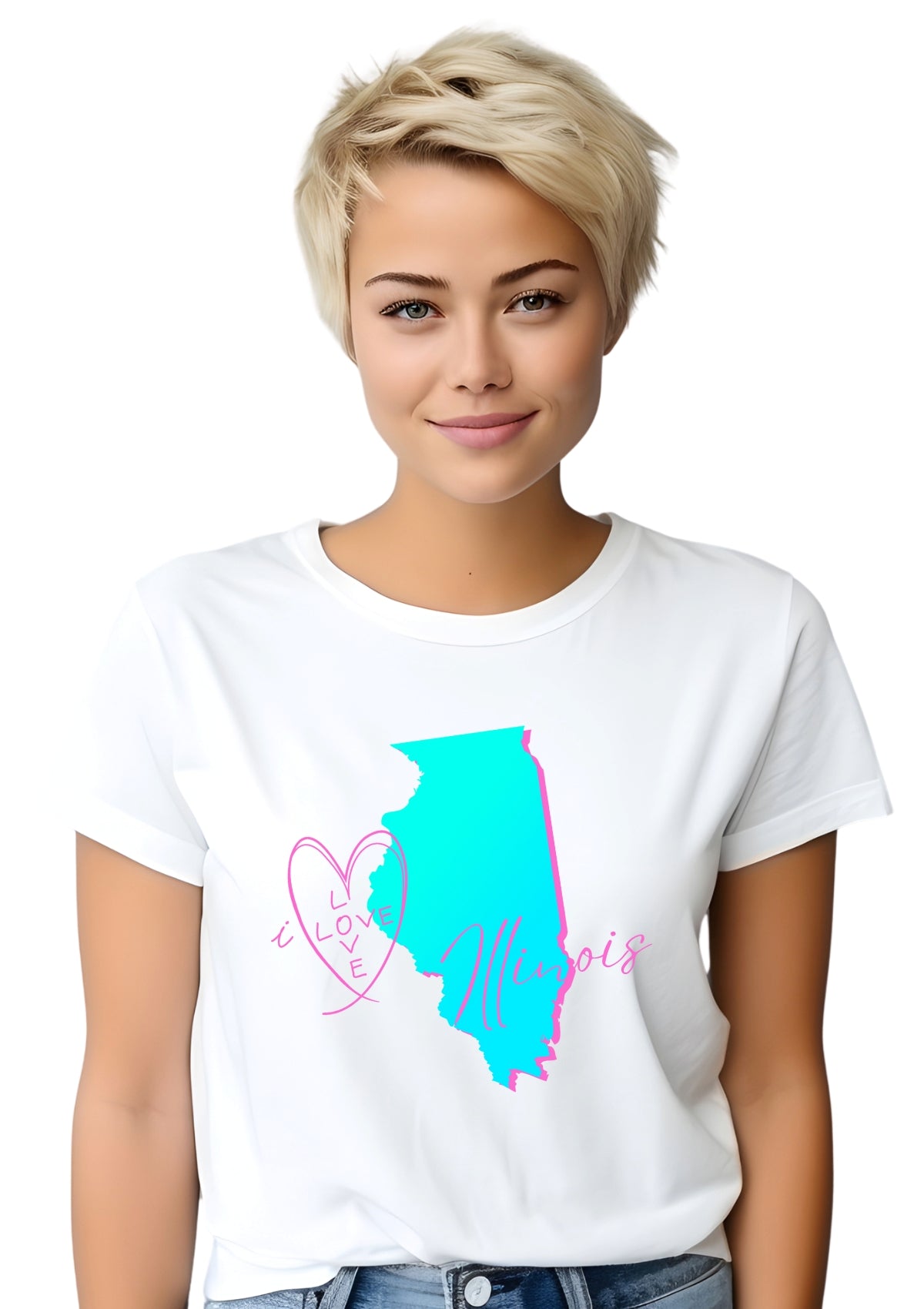 I Love Illinois Women’s T-Shirt – Premium Airlume Cotton Graphic Tee