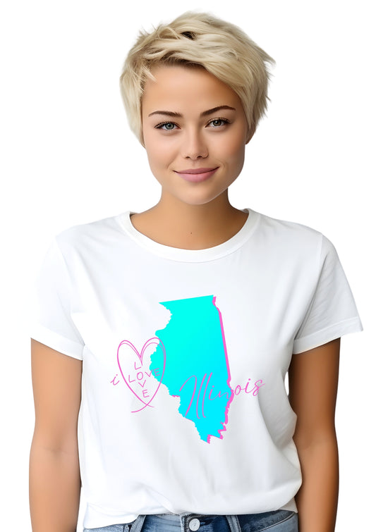 I Love Illinois Women’s T-Shirt – Premium Airlume Cotton Graphic Tee