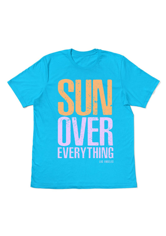 Los Angeles sun over everything t-shirt blue