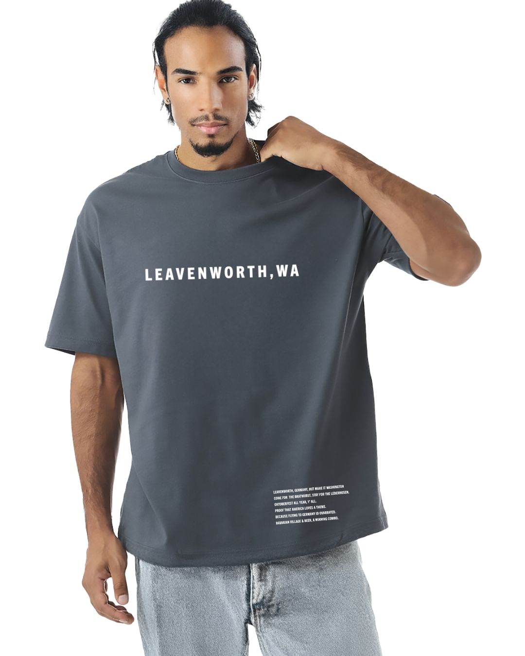 Leavenworth, WA Oversized Heavyweight T-Shirt – Bavarian Vibes Only