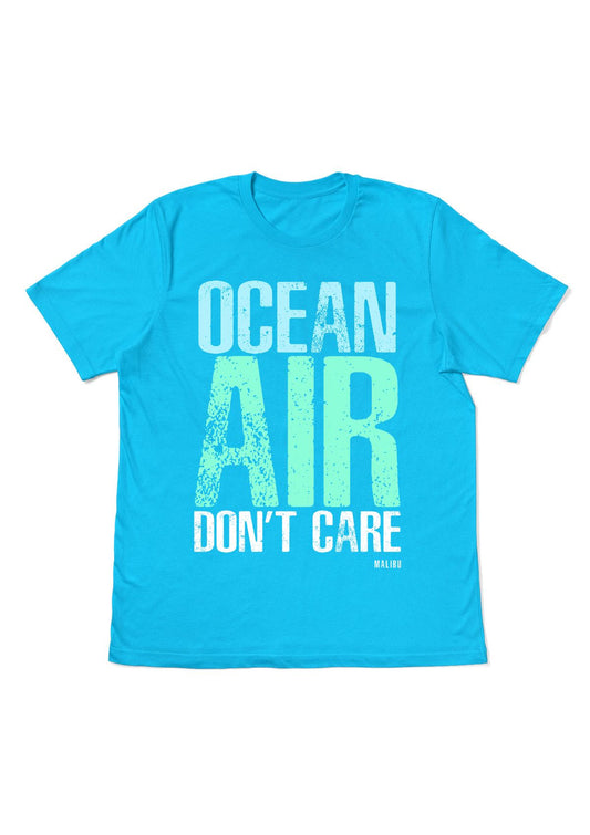 Malibu ocean air don’t care t-shirt coastal blue