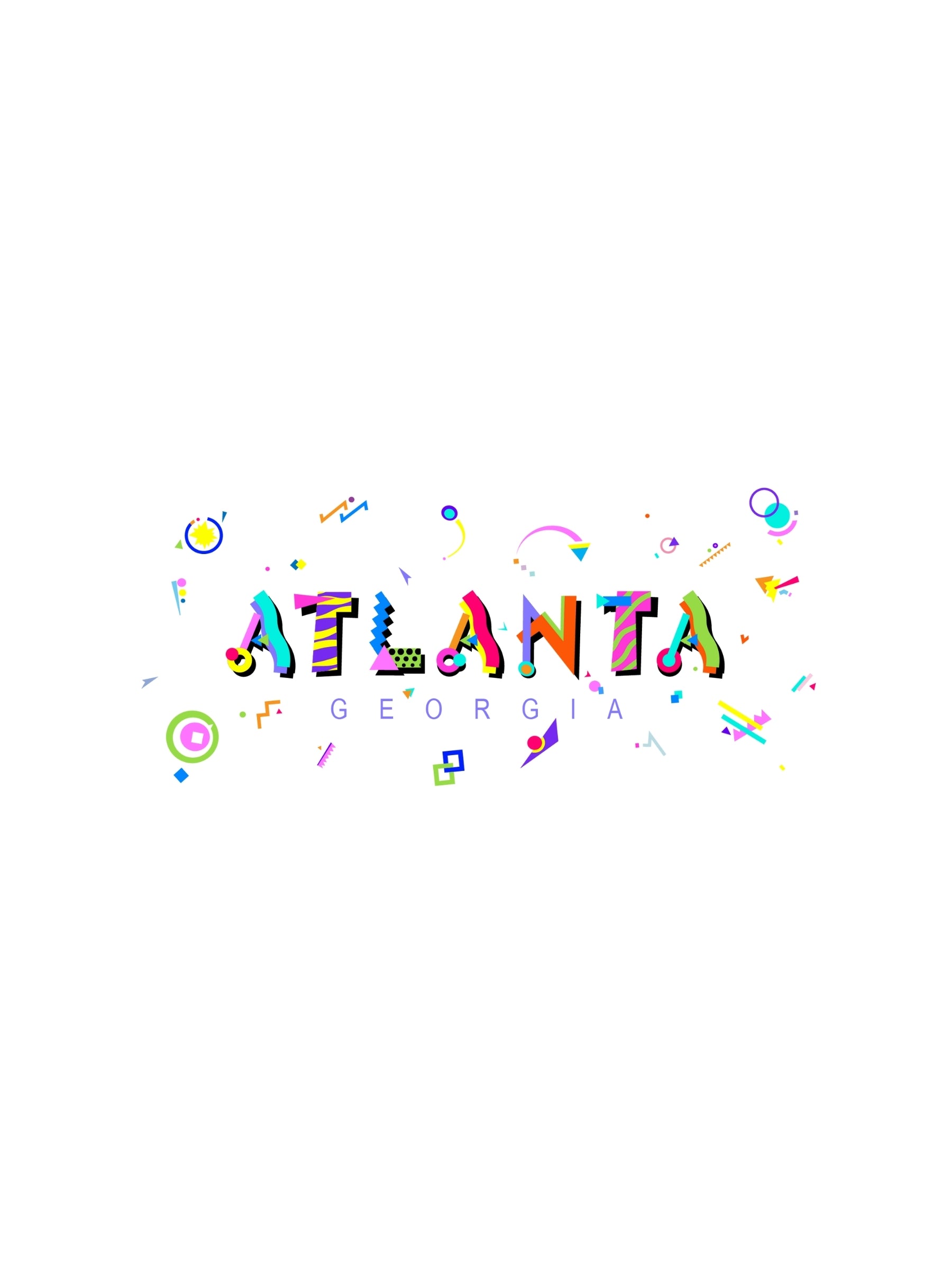 Atlanta Georgia Bright Color Memphis Style Font Souvenir T-Shirt