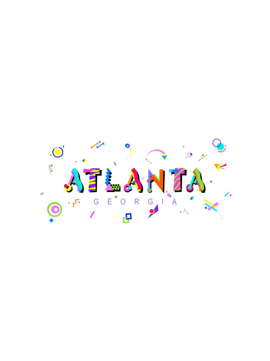 Atlanta Georgia Bright Color Memphis Style Font M$F Tee