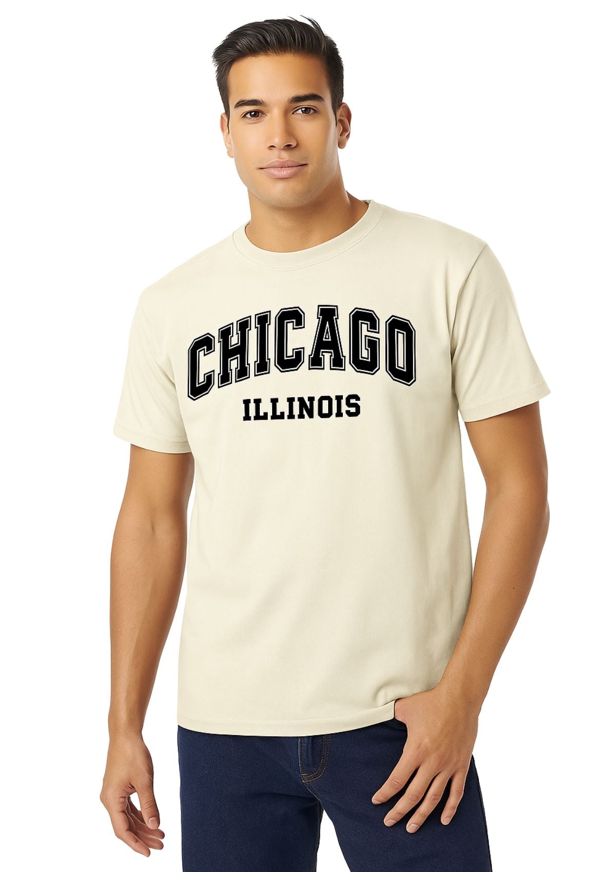 Chicago Illinois T-Shirt – Unisex (Natural & Red)