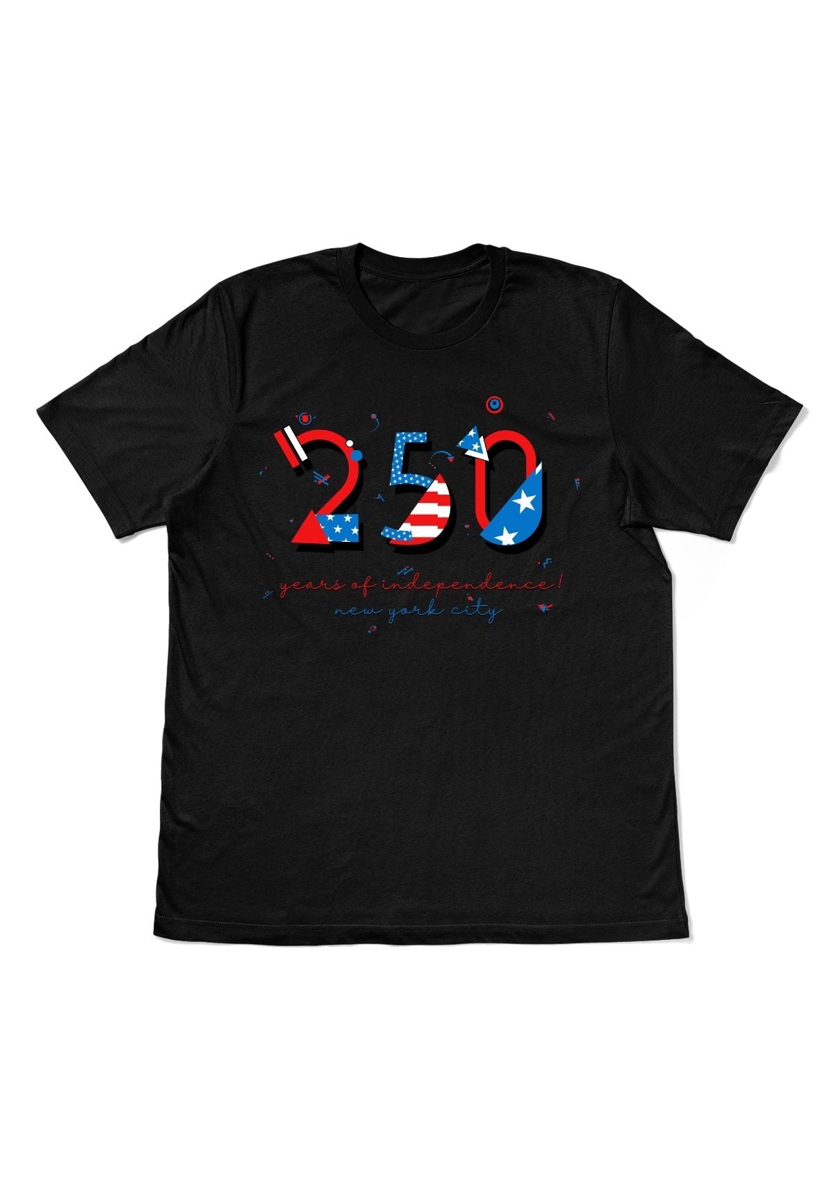New York City USA 250 t-shirt black patriotic POPtype design