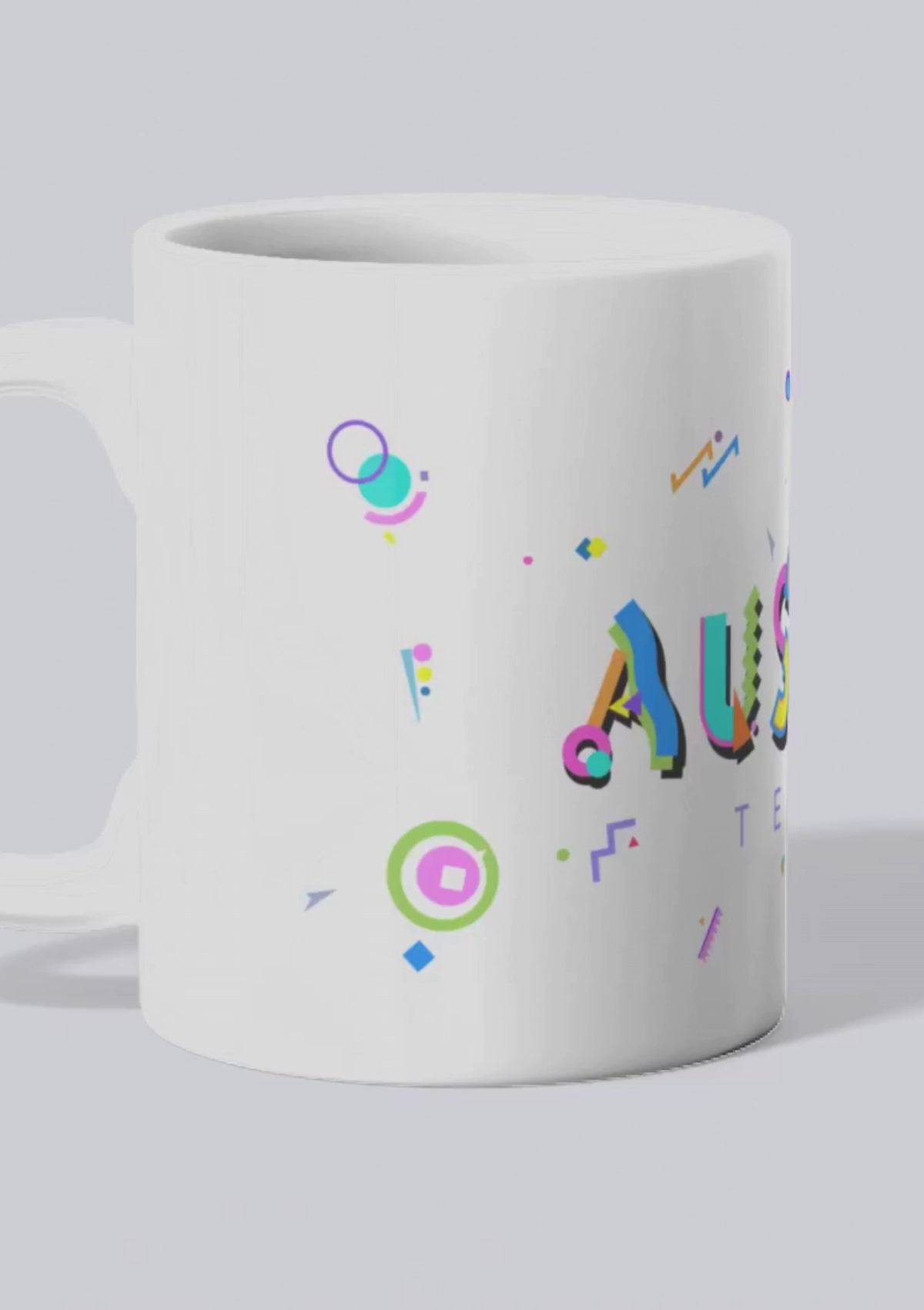 Austin Texas Poptype font on a white ceramic mug video