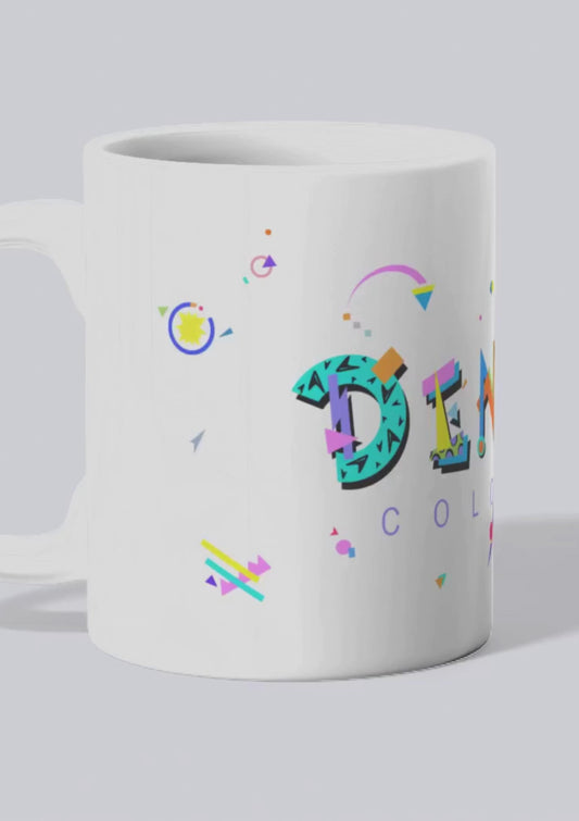 Denver white ceramic mug with the POPtype font video