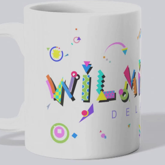 Wilmington video of the white mug with POPtype graphics