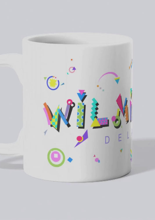 Wilmington video of the white mug with POPtype graphics