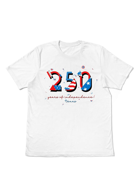 Texas USA 250 t-shirt white 250 years of independence design