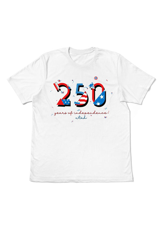 Utah USA 250 t-shirt white 250 years of independence design